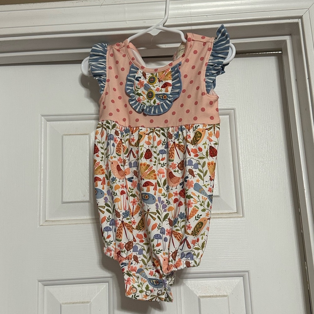 Colorful Baby Bubble Romper | Floral and Bird Print